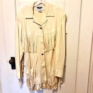 DKNY Southwestern Fringed Suede Jacket
